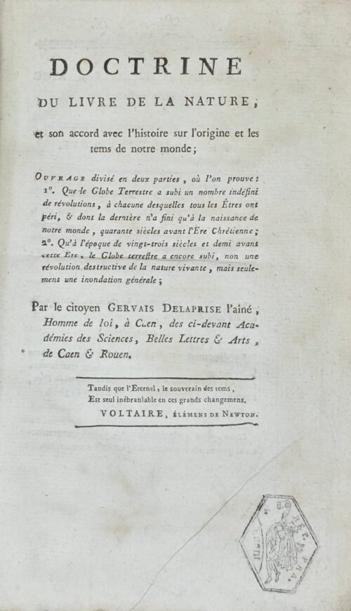 Accord du livre de la Genèse avec la géologie et les monumens humains,...