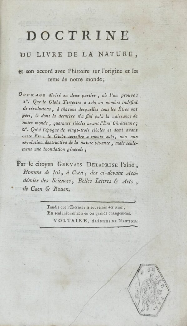 Accord du livre de la Genèse avec la géologie et les monumens humains,...
