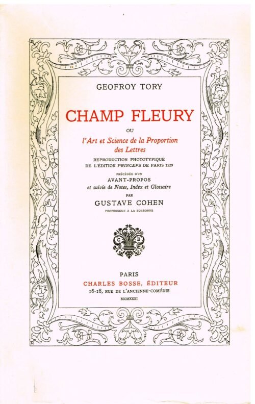 Champ Fleury ou L'Art et Science de la Proportion des Lettres