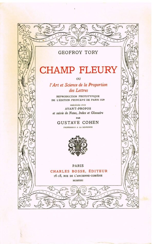 Champ Fleury ou L'Art et Science de la Proportion des Lettres