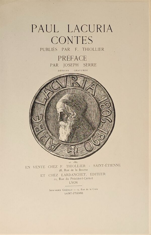 Contes, publiés par Félix Thiollier, illustrés par Emma Thiollier, un croquis de Janmot...