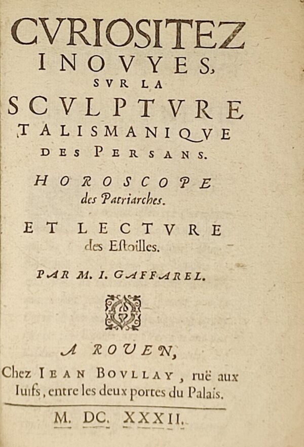 Curiositez inouyes sur la sculpture talismanique des Persans. Horoscope des Patriarches et lecture des estoiles