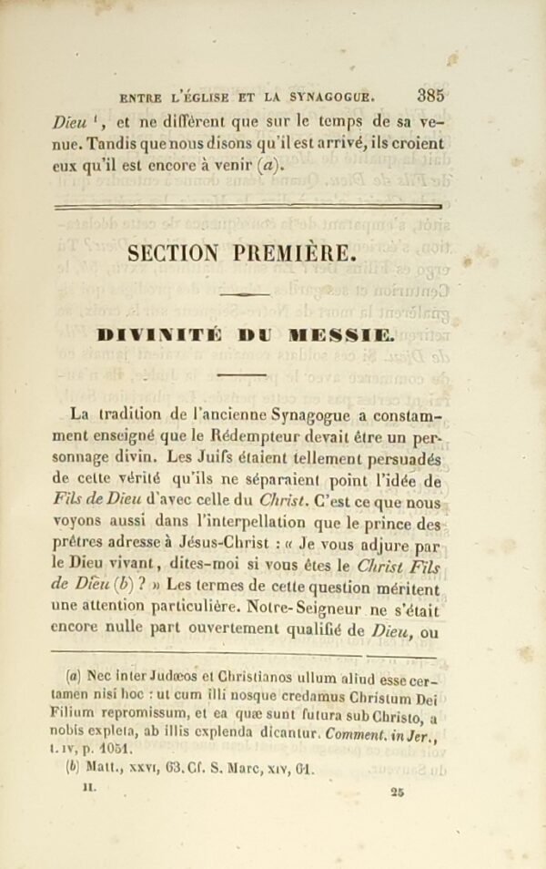 De l'harmonie entre l'Eglise et la Synagogue, ou Perpétuité et Catholicité de la Religion Chrétienne