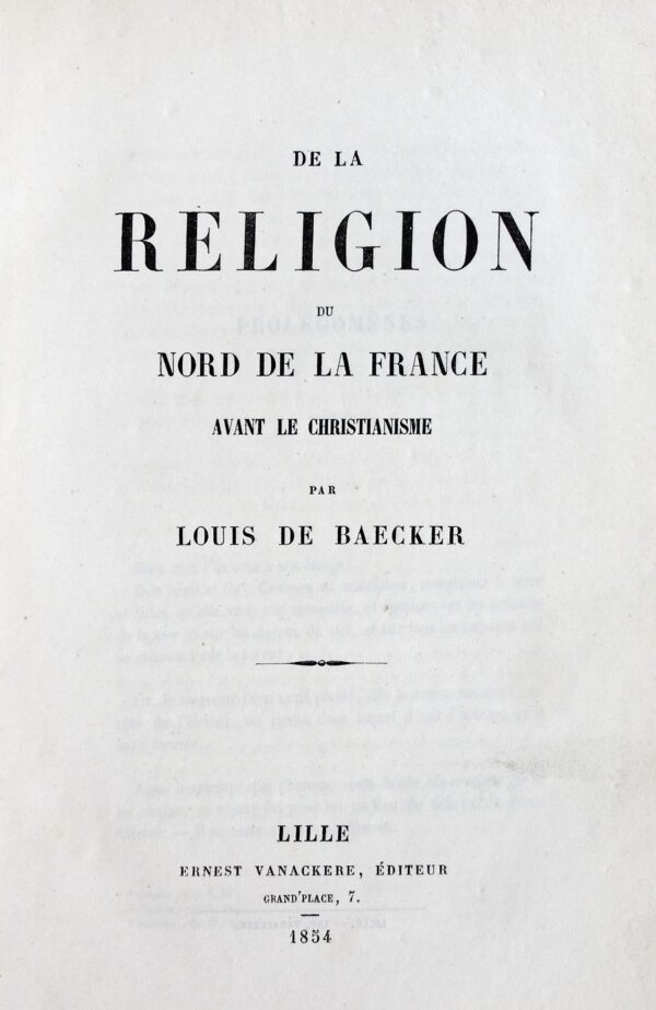 De la religion du nord de la France avant le christianisme