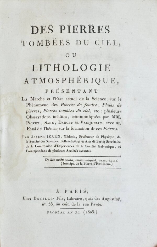 Des Pierres Tombées du Ciel