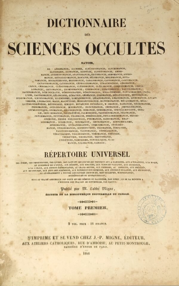 Dictionnaire des Sciences Occultes