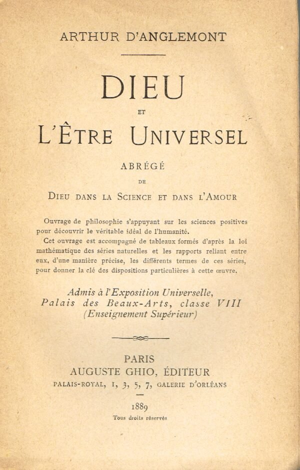 Dieu et l’Etre Universel