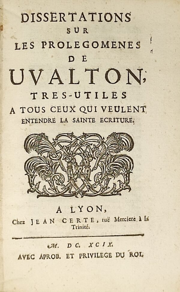 Dissertations sur les Prolégomènes de Uvalton