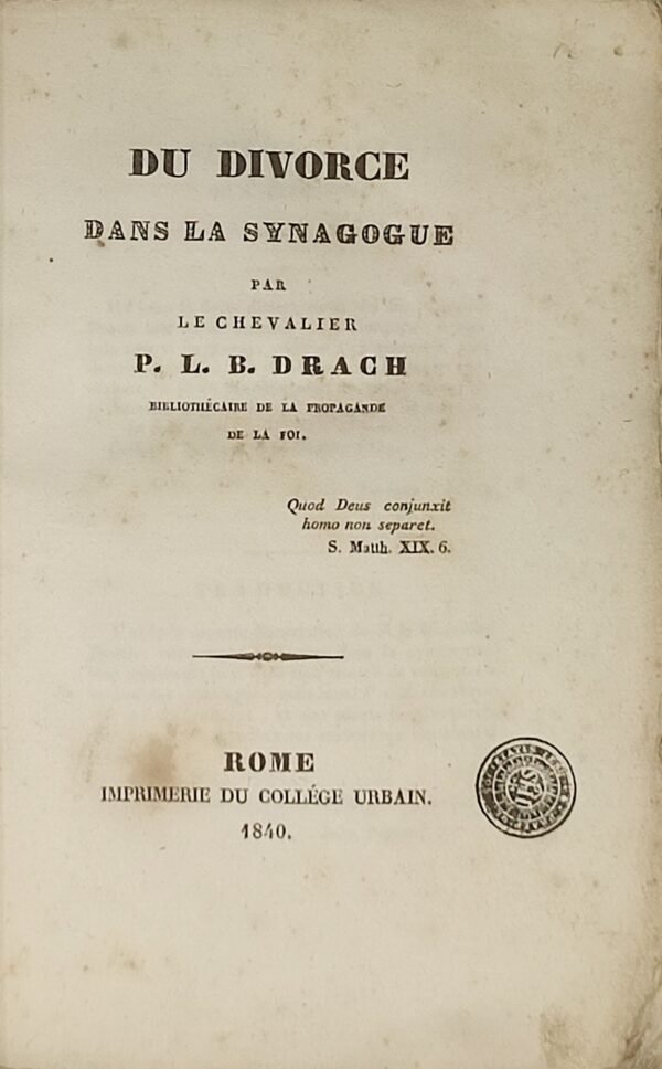 Du divorce dans la Synagogue.