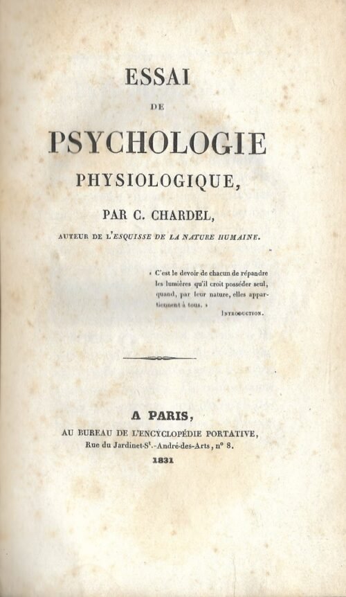 Essai de psychologie physiologique