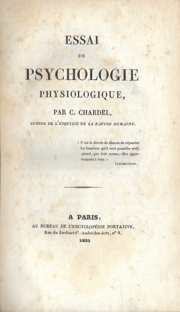 Essai de psychologie physiologique