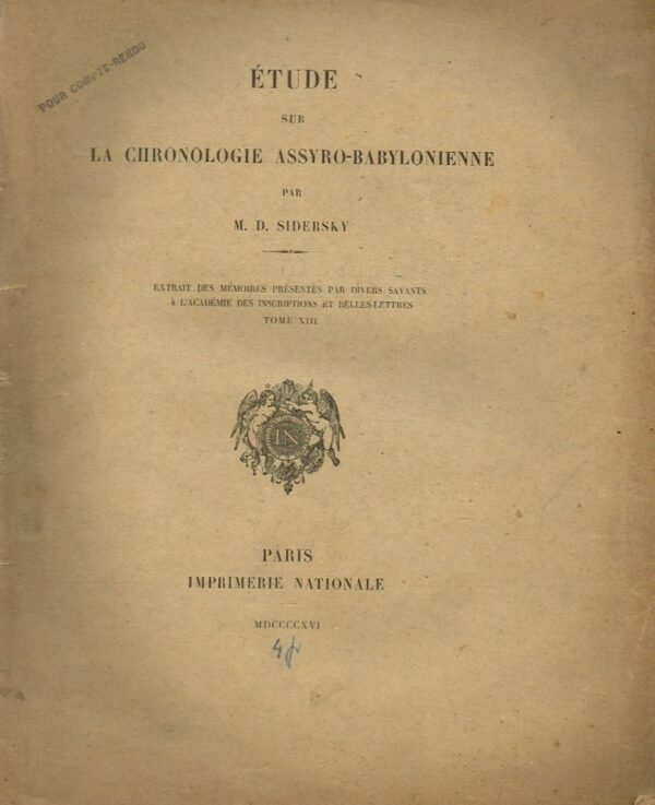 Etude sur la chronologie assyro-babylonienne...