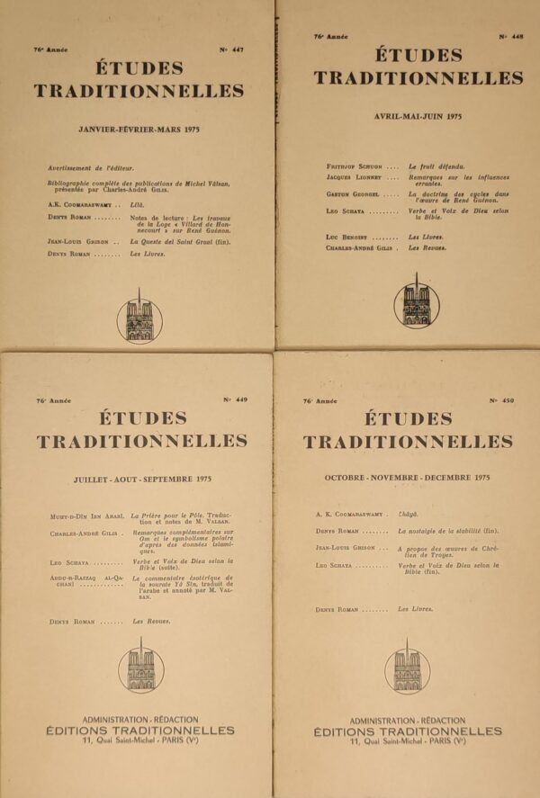 Etudes traditionnelles - année 1975 complète