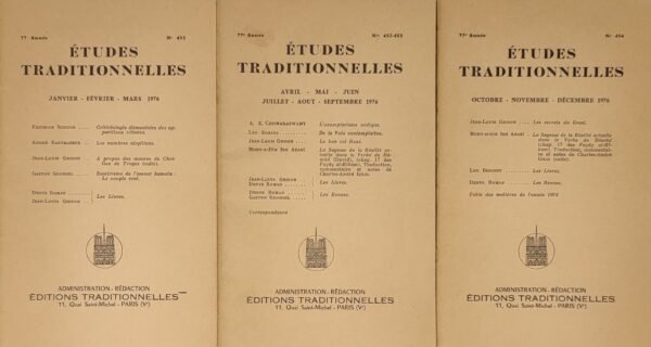 Etudes traditionnelles - année 1976 complète