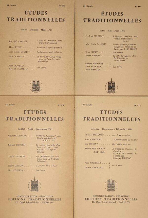 Etudes traditionnelles - année 1981 complète