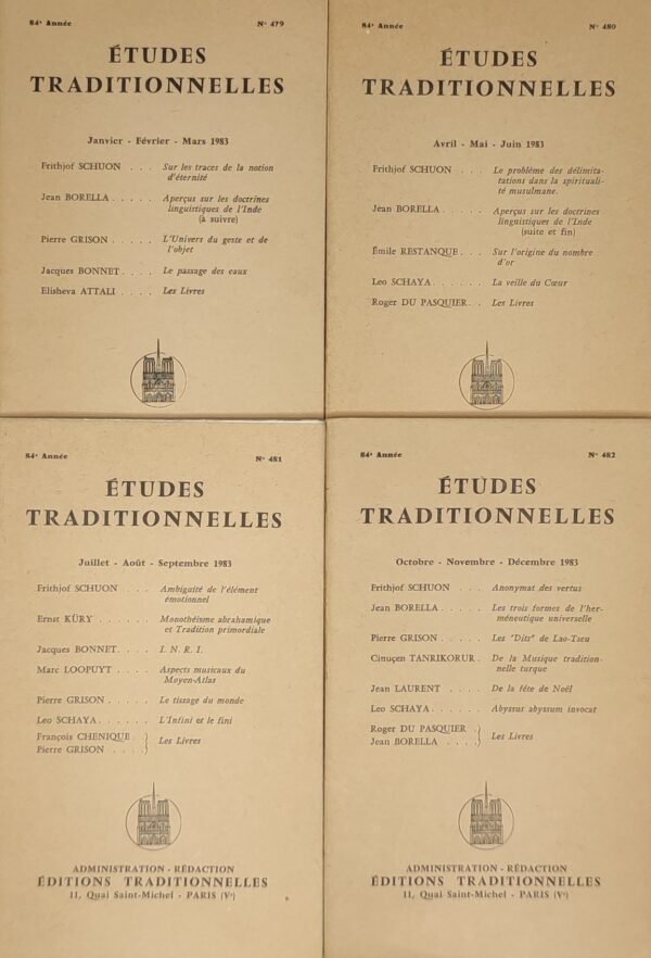 Etudes traditionnelles - année 1983 complète