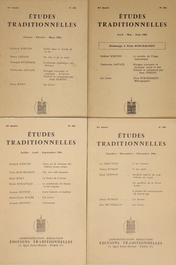Etudes traditionnelles - année 1984 complète