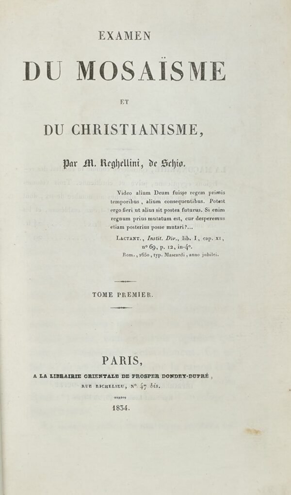 Examen du mosaïsme et du christianisme