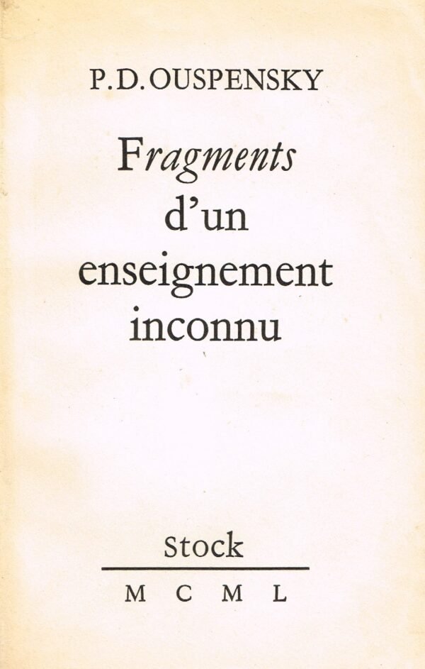 Fragments d'un Enseignement Inconnu
