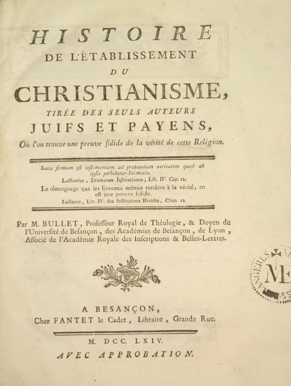 Histoire de l’établissement du Christianisme...