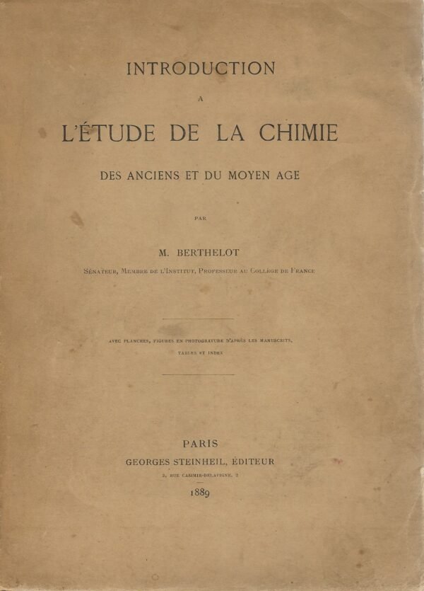 Introduction à l'étude de la Chimie des Anciens et du Moyen-Age