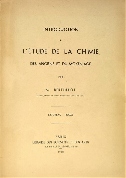 Introduction à l'étude de la Chimie des Anciens et du Moyen-Age