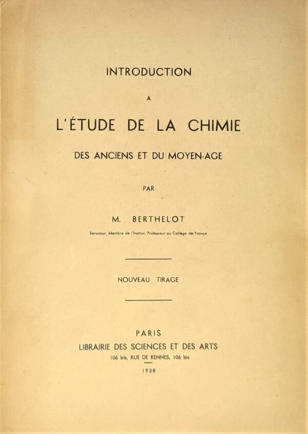 Introduction à l'étude de la Chimie des Anciens et du Moyen-Age