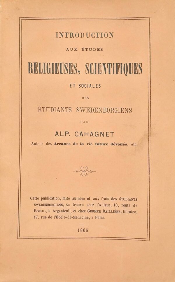 Introduction aux études religieuses, scientifiques et sociales des étudiants swedenborgiens