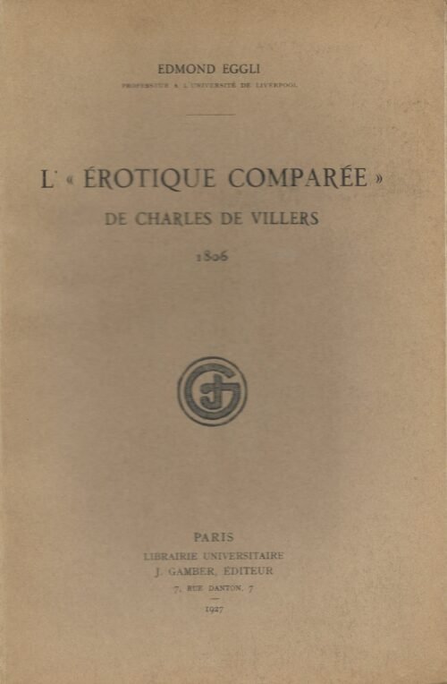 L'Erotique comparée de Charles de Villers