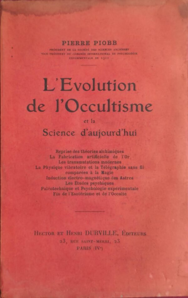 L'Evolution de l'Occultisme et la Science d'aujourd'hui
