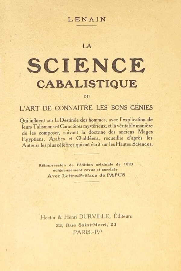 LA SCIENCE CABALISTIQUE
