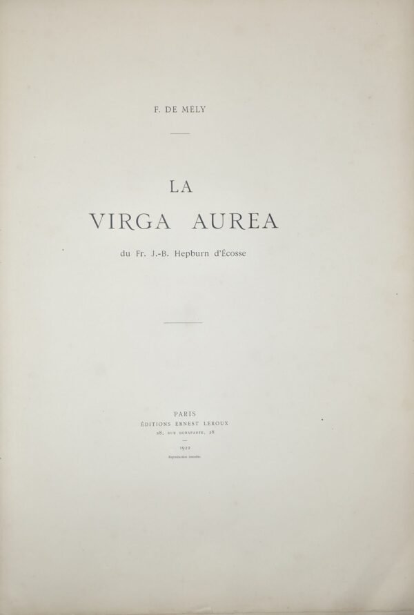 La Virga Aurea du Fr. J.-B. Hepburn d'Ecosse