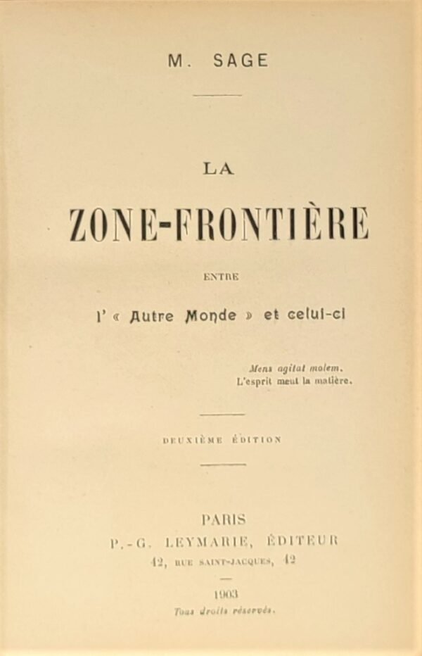 La Zone-frontière entre « l'Autre Monde » et celui-ci