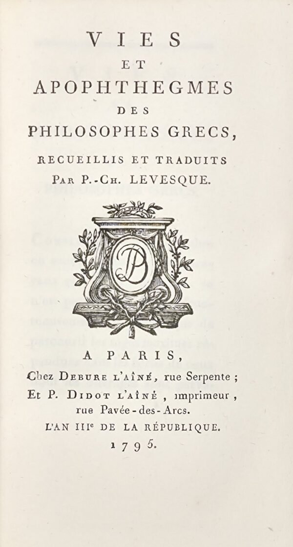 Vies et apophthegmes des philosophes grecs