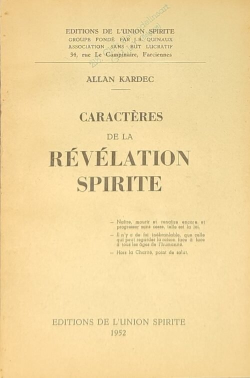 Caractères de la révélation spirite