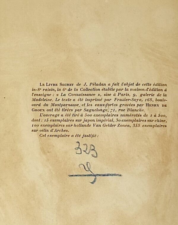 Le Livre Secret. Suivi d'une notice par Victor-Emile Michelet