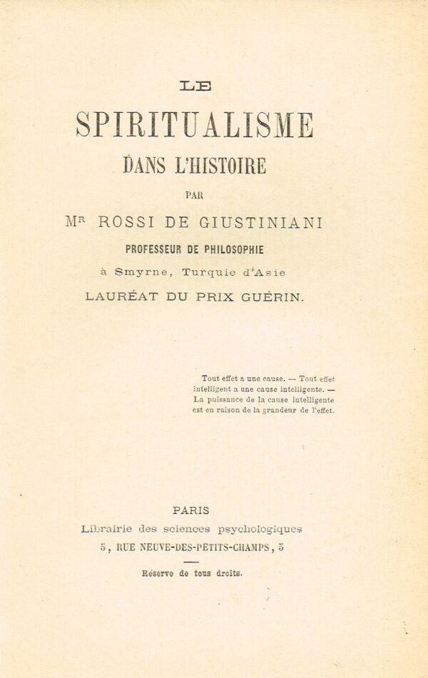 Le Spiritualisme dans l'Histoire