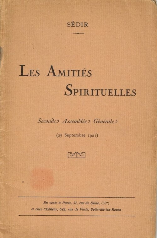 Les Amitiés Spirituelles - Seconde Assemblée Générale (25 septembre 1921)