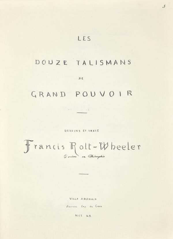 Manuscrit : Les Douze Talismans de GRAND POUVOIR