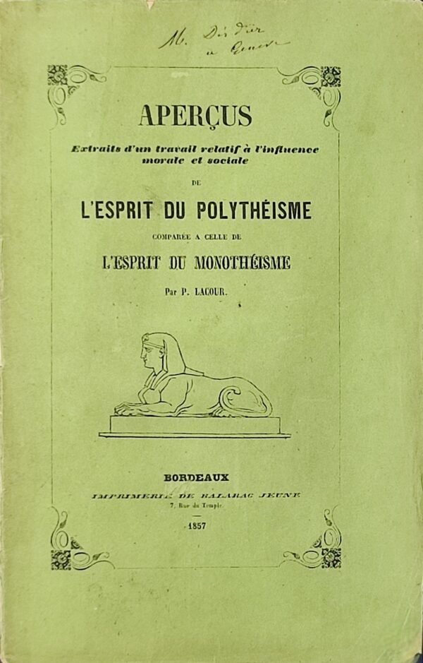 L’esprit du polythéisme comparé à l’esprit du monothéisme