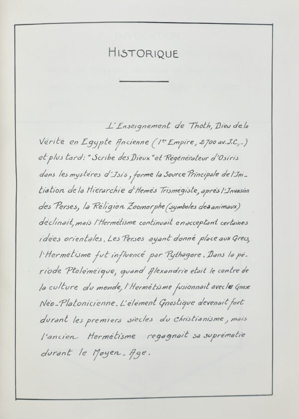 Manuscrit : Les Pouvoirs Hermétiques. Texte et arrangement symbolique