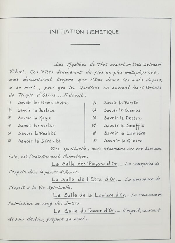 Manuscrit : Les Pouvoirs Hermétiques. Texte et arrangement symbolique