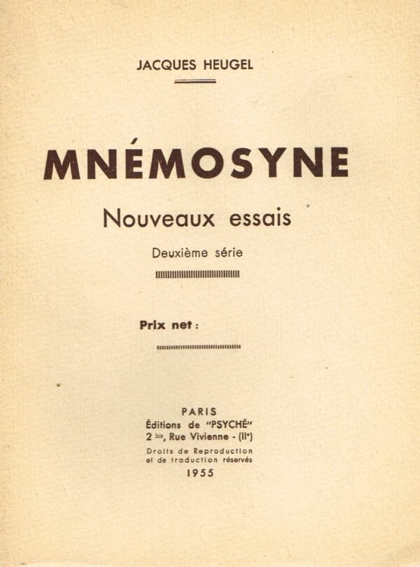 Mnémosyne. Nouveaux essais