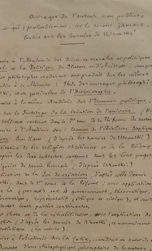 Notice sur Hoëné Wronski... Supplément à la notice sur Hoëné Wronski... Une page manuscrite inédite de Lazare Augé