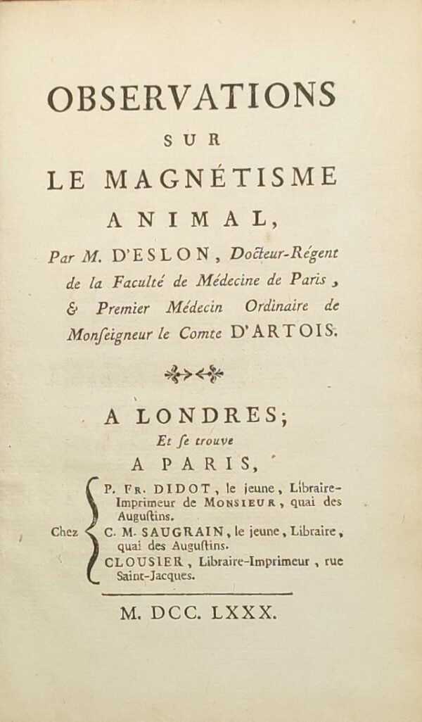 Observations sur le magnétisme animal