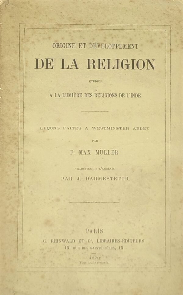 Origine et développement de la religion étudiés à la lumière des religions de l'Inde...