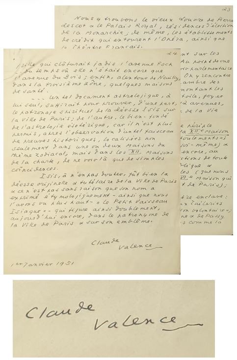 Manuscrit : Les Traces du Culte d'Isis dans le Nom, l’Emblème et le Thème zodiacal de la Ville de Paris