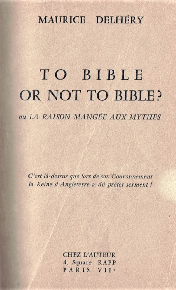 To Bible or not to Bible ? ou la raison mangée aux mythes