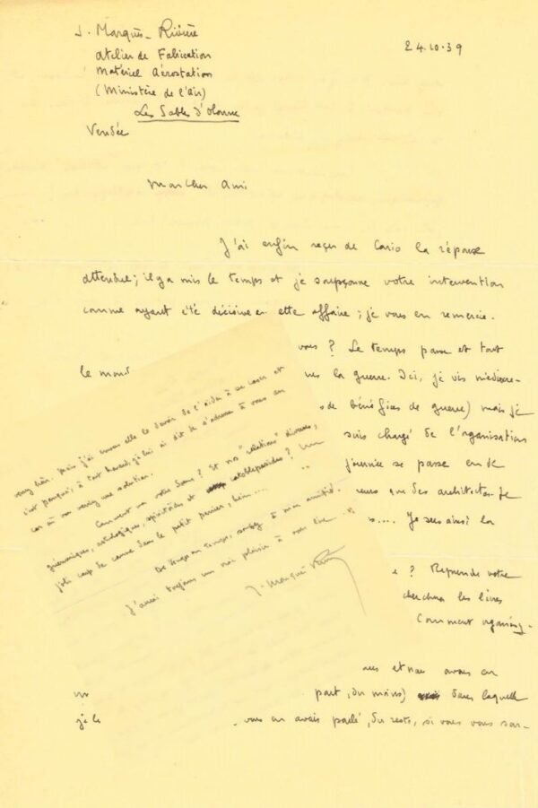 Une lettre autographe signée de Jean Marquès-Rivière au Dr Rouhier