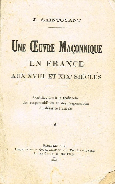 Une oeuvre maçonnique en France aux XVIIIe et XIXe siècles...